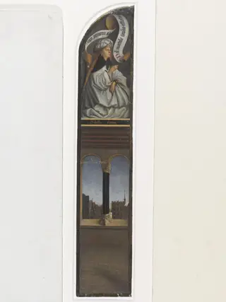 Copy of a detail of the Ghent Altarpiece, Sibyl of  Erythrae, by Hubert and Jan van Eyck in the church of St Bavon, Ghent., by Christian Schultz, watercolor, 1864
