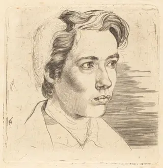 Portrait of Maisonneuve, by Eugen Eduard Schaeffer, ink, 1824