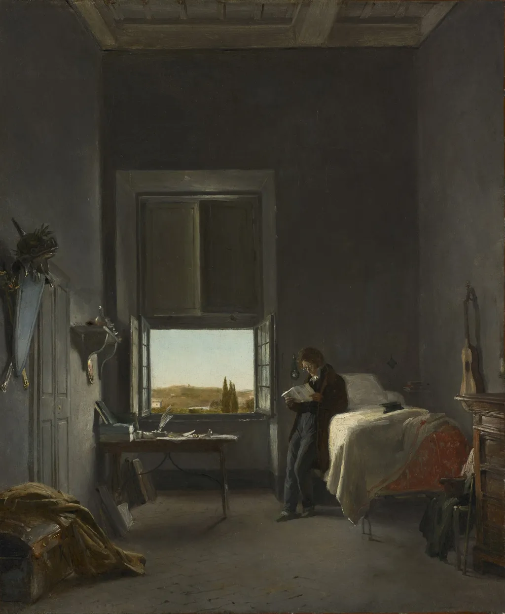 The Artist in His Room at the Villa Medici, Rome, by Léon Cogniet, oil, 1817