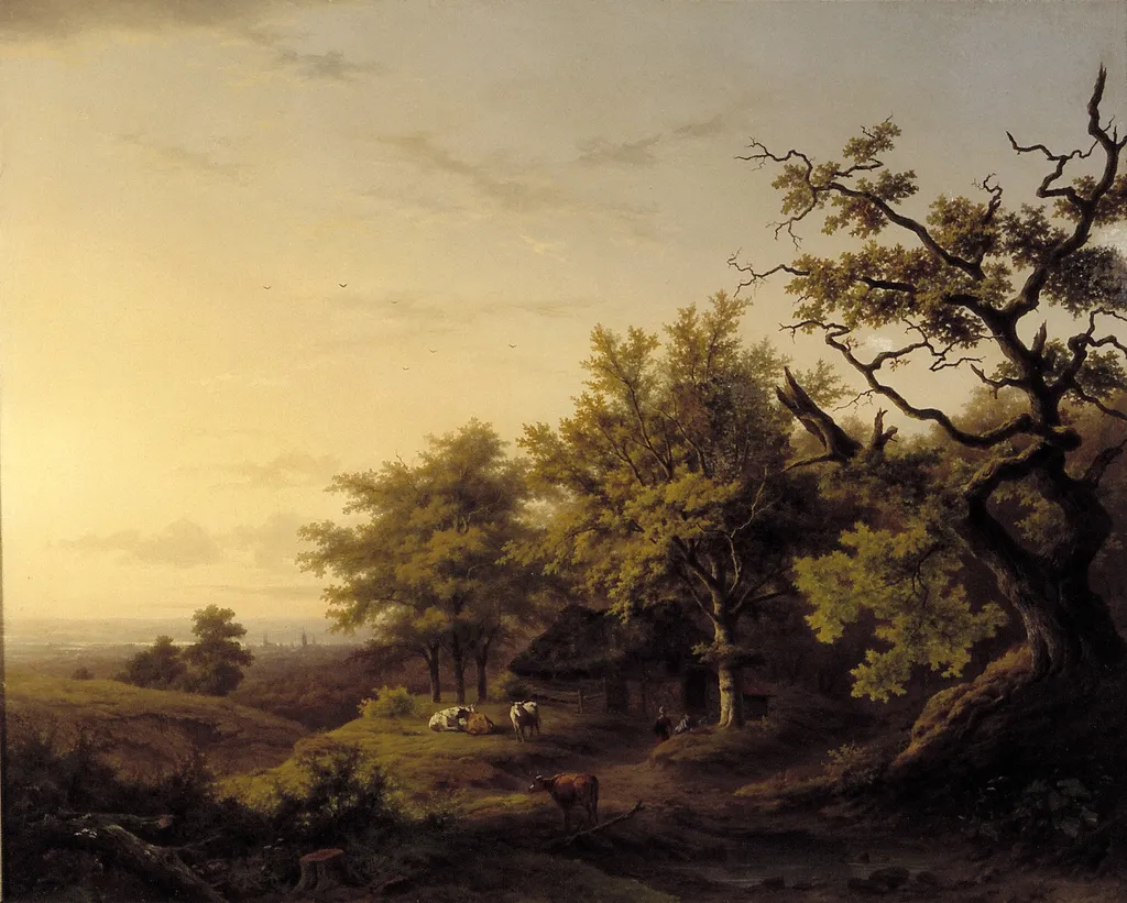 Gelders landscape with cows, by Louwrens Hanedoes, oil, 1847
