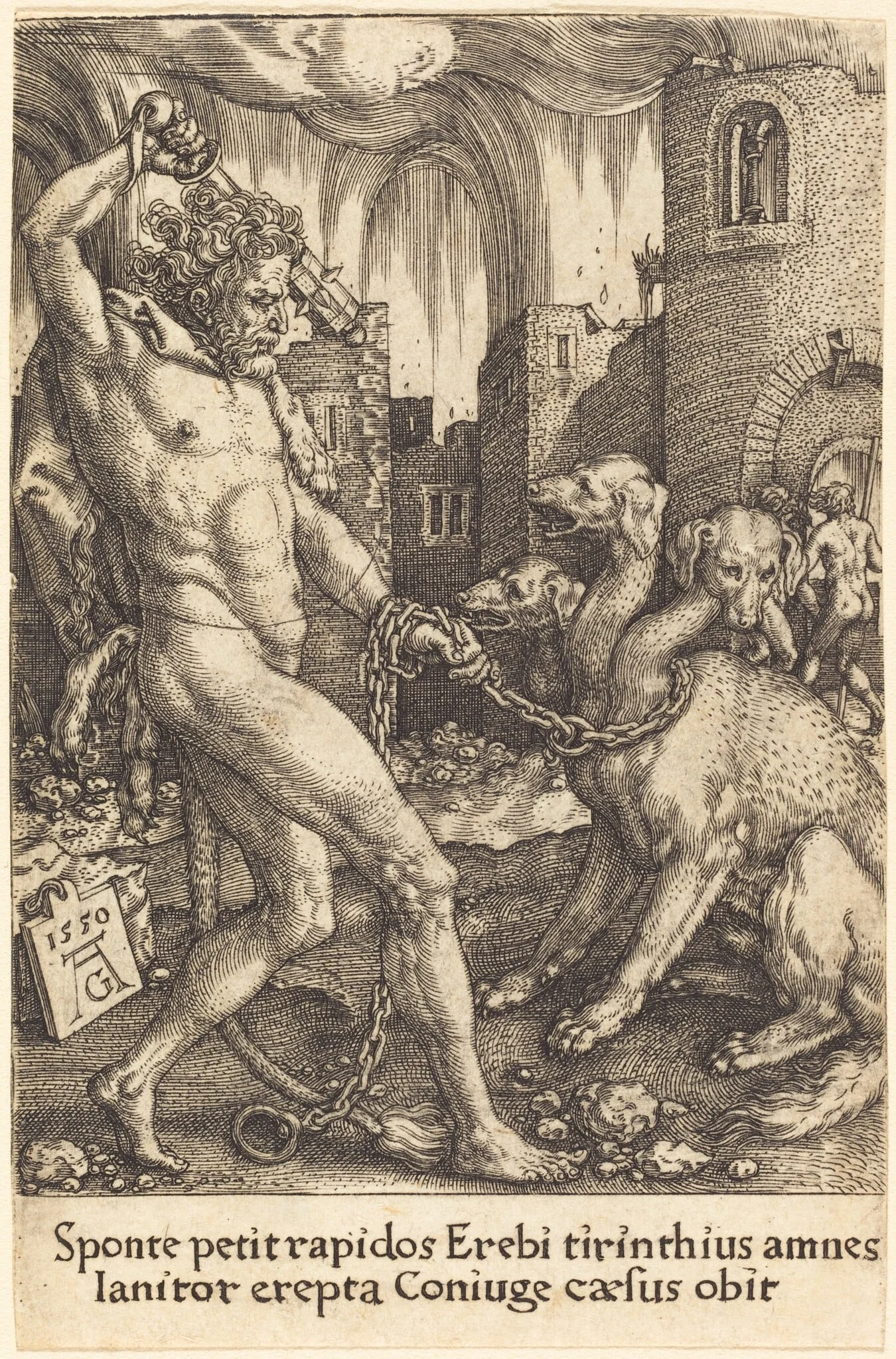 Hercules and Cerberus, detail