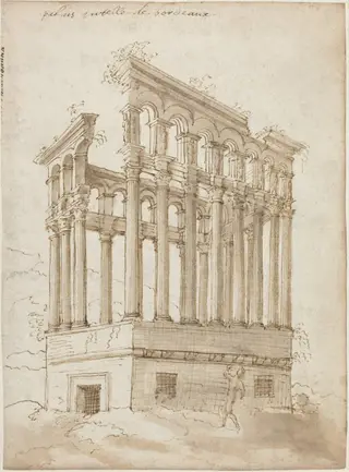 The "Palais Tutelle" near Bordeaux, by Jacques Androuet du Cerceau, ink, 1550