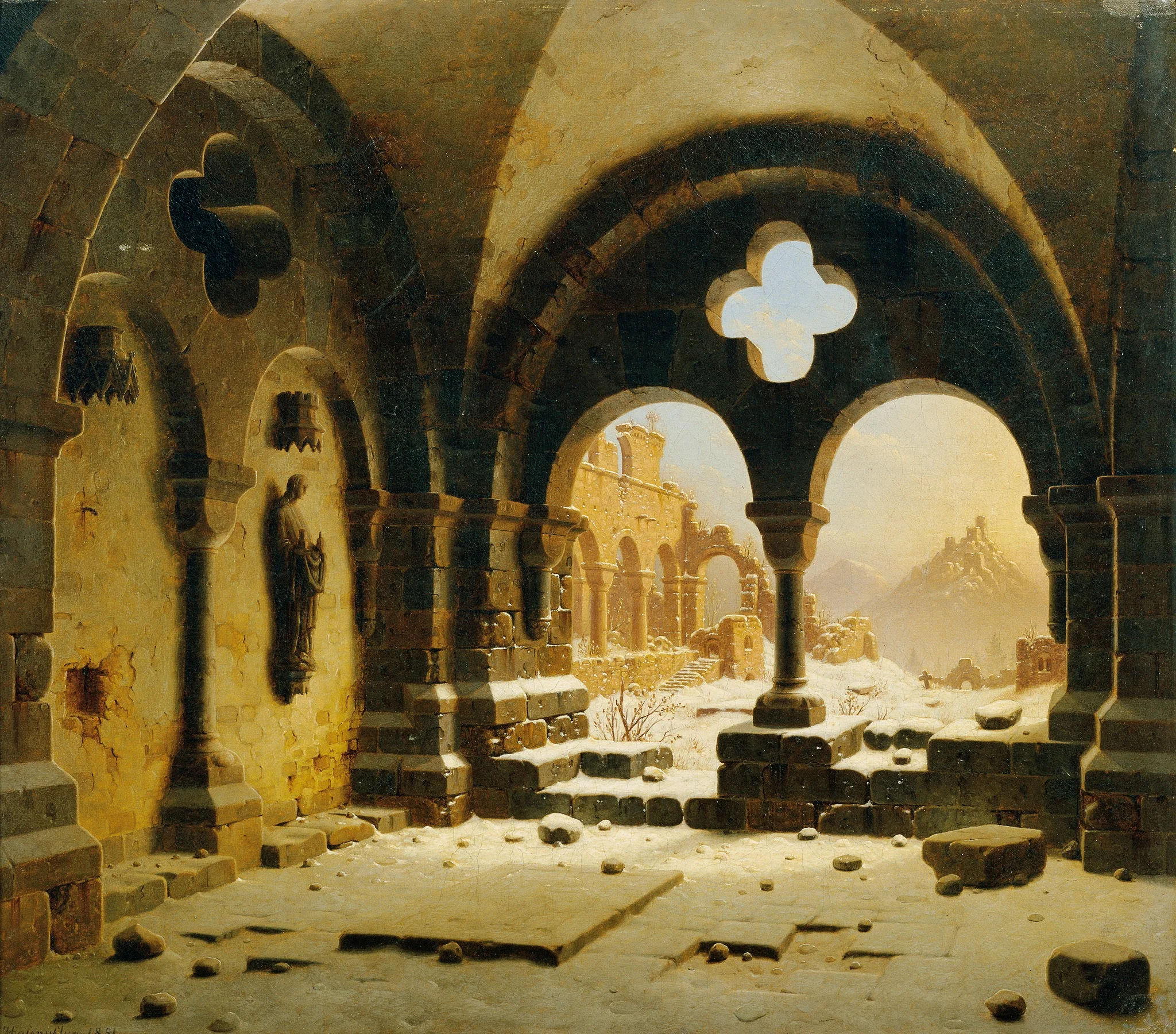 Klosterruine im Winter, detail