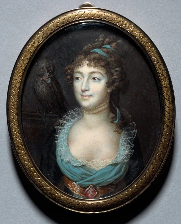 Portrait of Mademoiselle Marie-Anne Adelaide Le Normand, detail