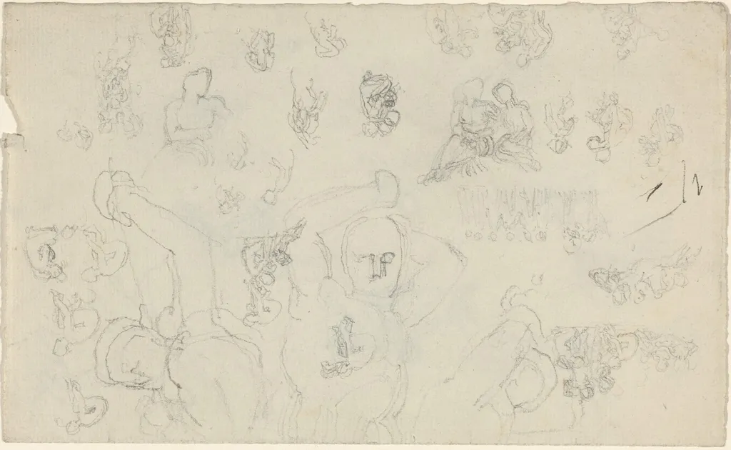 Sheet of Studies [recto and verso], by John Flaxman, graphite, 1790