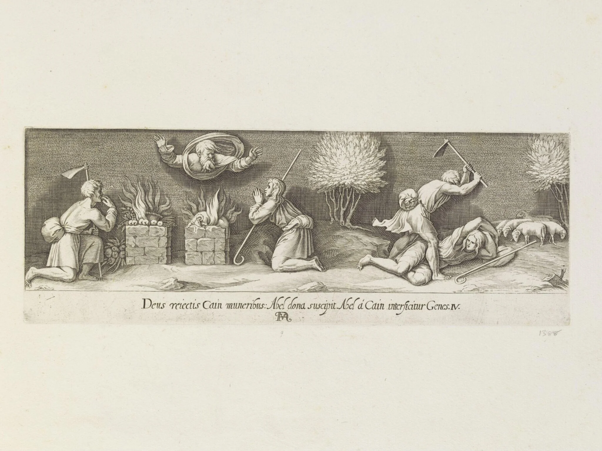 The sacrifices of Cain and Abel, and the death of Abel, detail