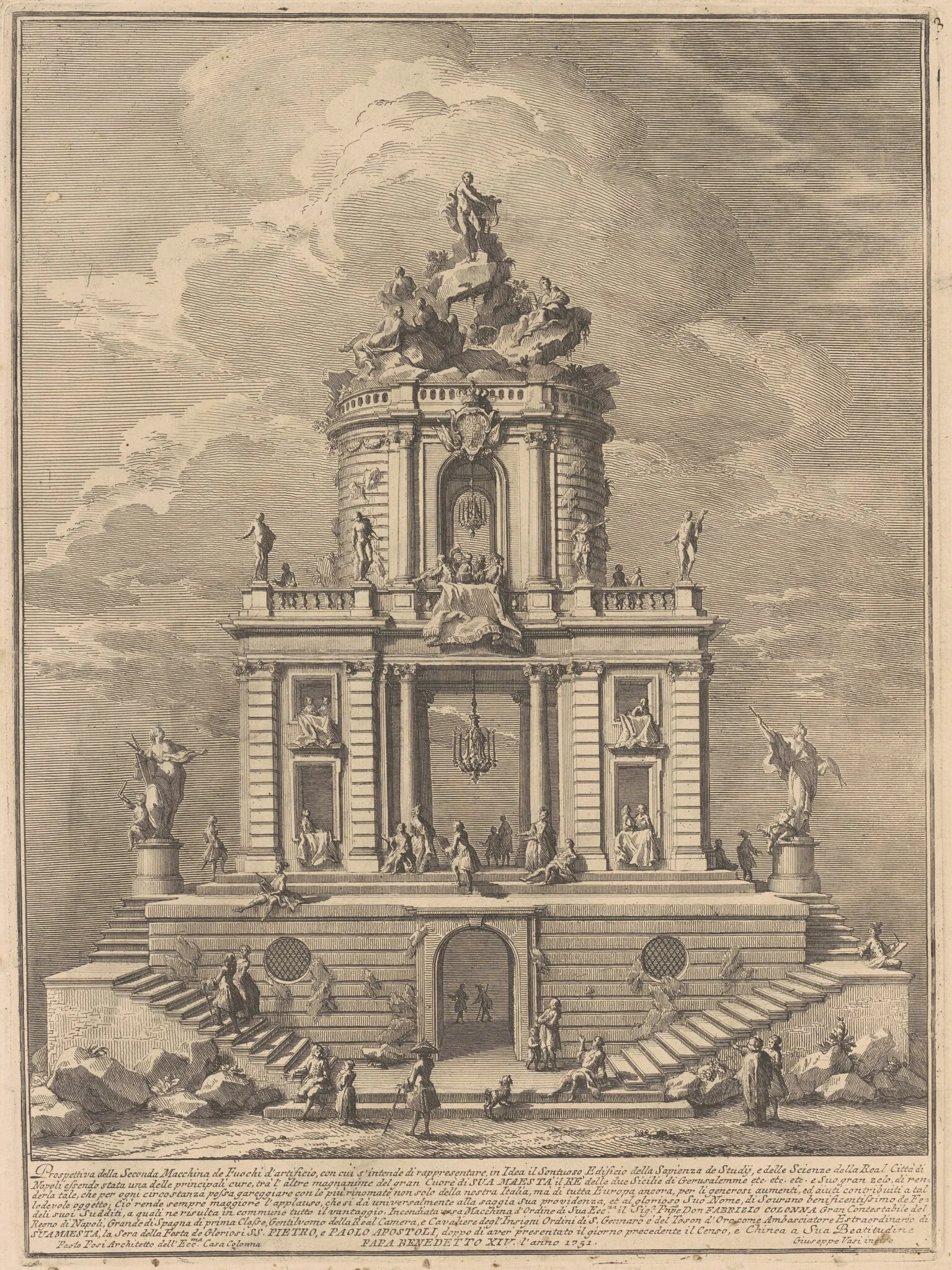 The Seconda Macchina for the Chinea of 1751: The Palace of Wisdom, Studies, and the Sciences, detail