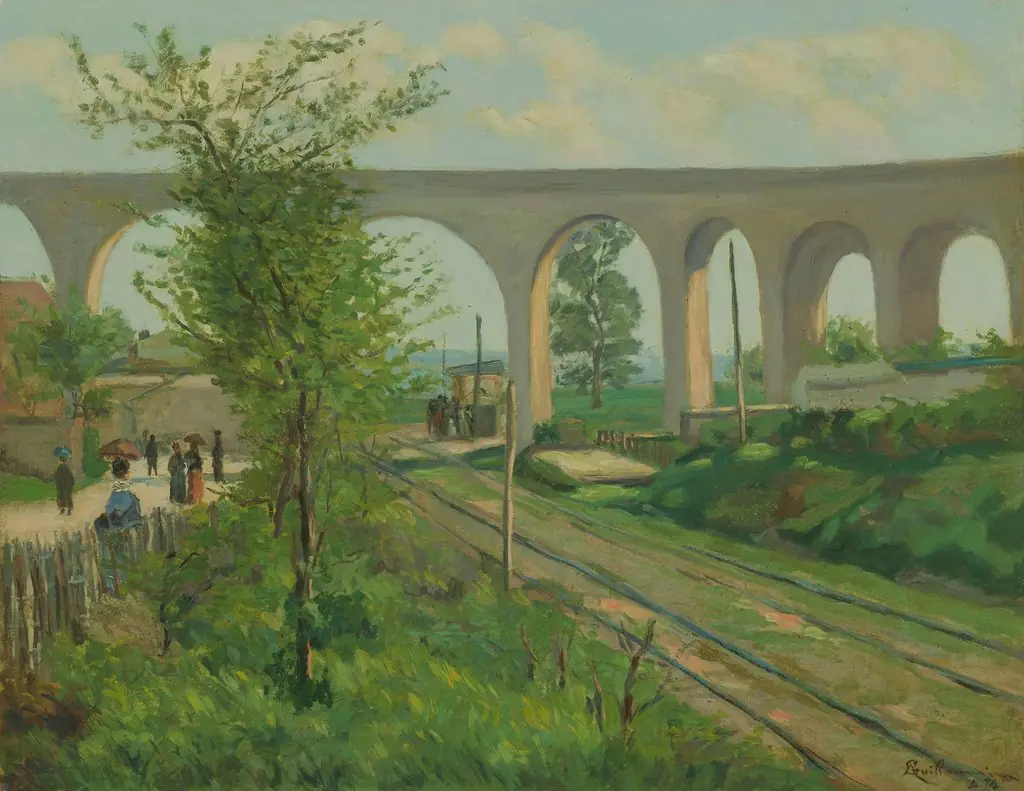 The Arcueil Aqueduct at Sceaux Railroad Crossing, by Armand Guillaumin, oil, 1874