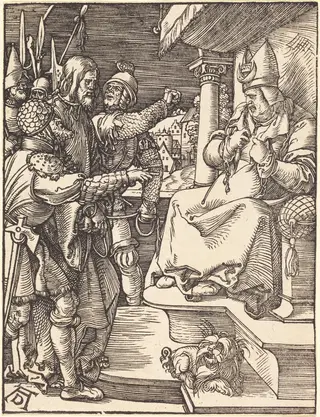 Christ before Caiaphas, by Albrecht Dürer, ink, 1510