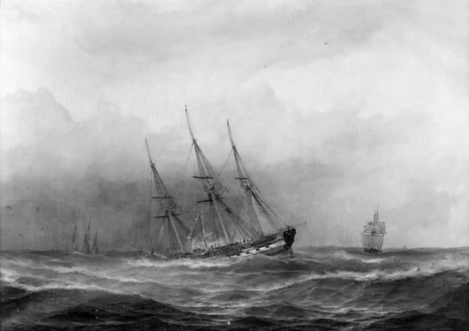 Fregatten "Nymphen" i en storm i året 1832, detail