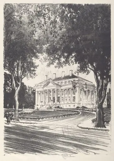 National Red Cross Headquarters, Washington, by Joseph Pennell, ink, 1919
