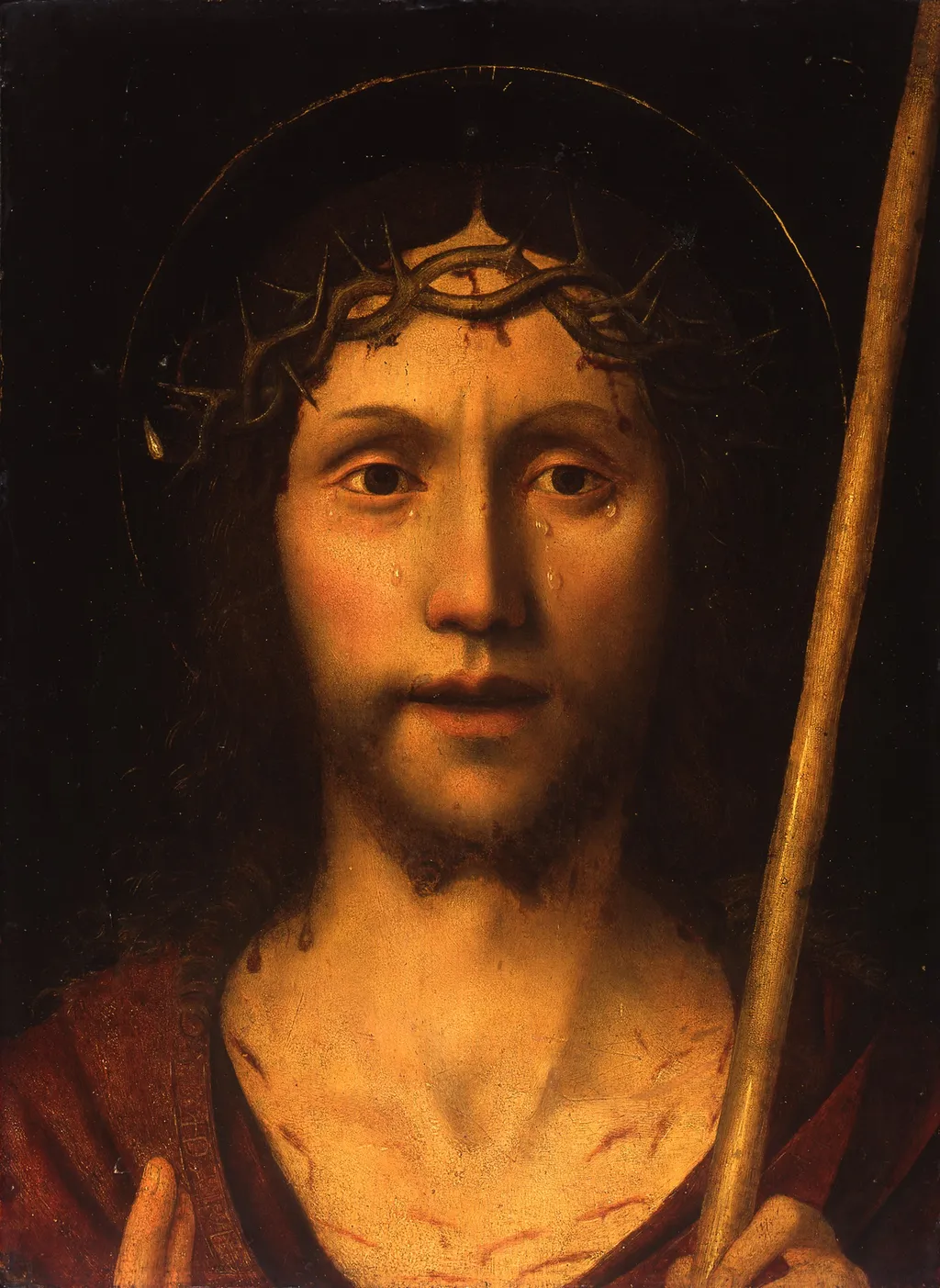 The Thorn-Crowned Christ, by Gian-Francesco de Maineri, paint, 1500