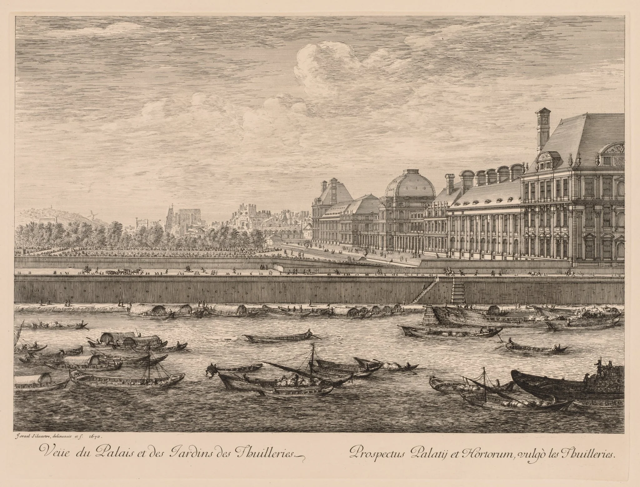 Vue du palais et des jardins des Tuileries, du côté du quai, detail