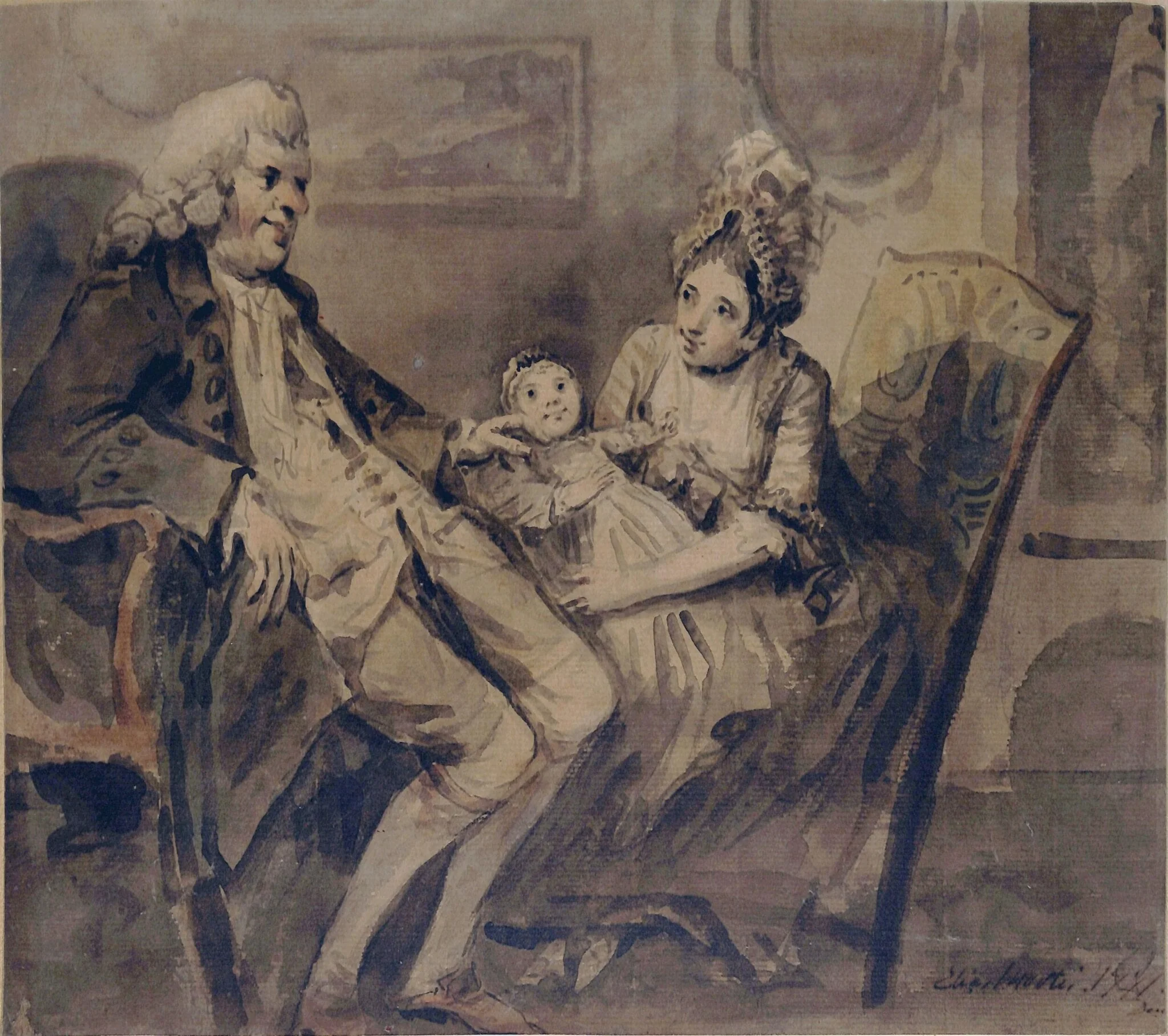 Interior with family group, detail