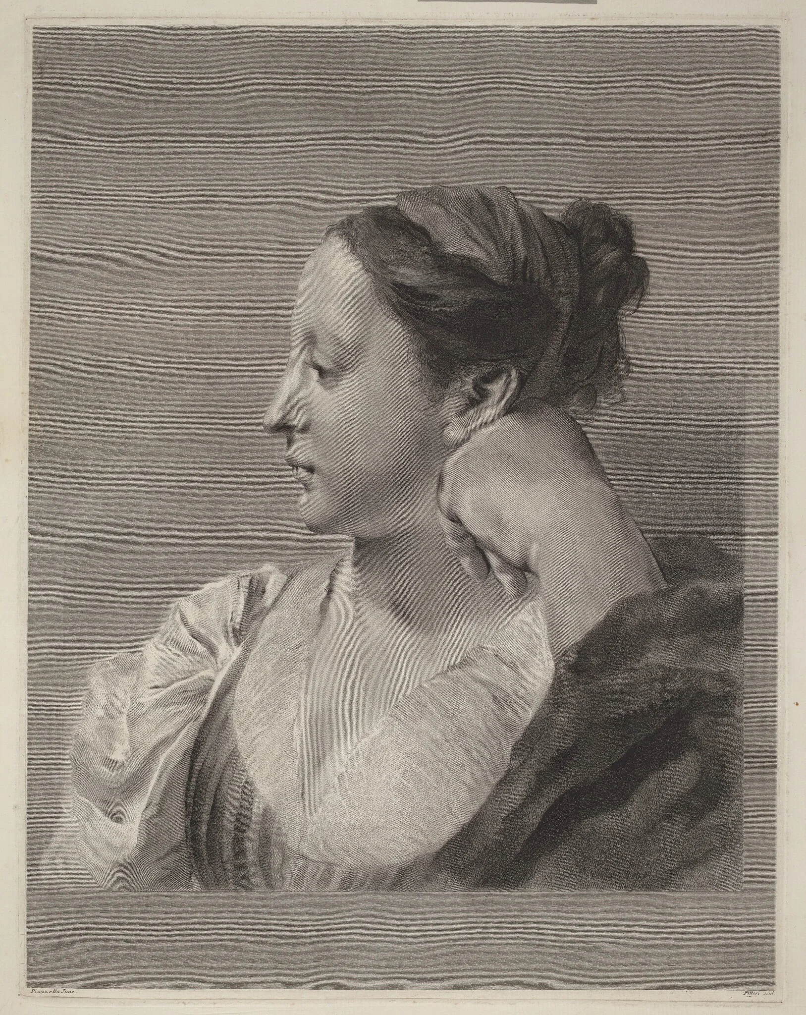 Young Woman in Profile, detail