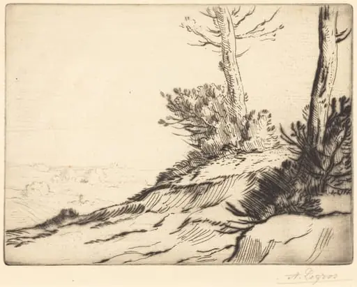 Hill with Bushes (La butte aux brousailles), by Alphonse Legros, ink, 1874