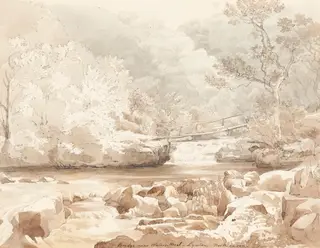 Bridge Near Waters-Meet, Lynton, North Devon, by James Bulwer, graphite, 1801