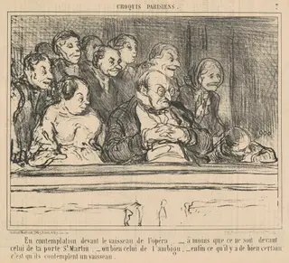 En contemplation devant le vaisseau de l'opera, by Honoré Daumier, ink, 1856