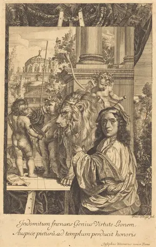 Self-Portrait of Joseph Werner, by Franz Ertinger, ink, 1662