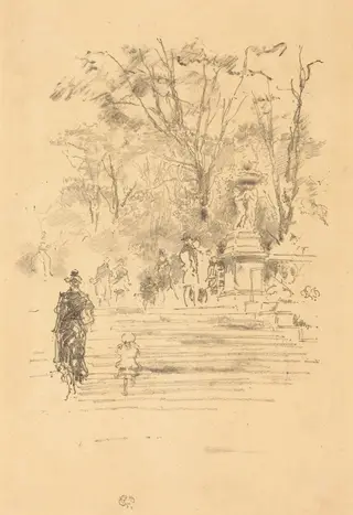 The Steps, Luxembourg, by James McNeill Whistler, ink, 1893