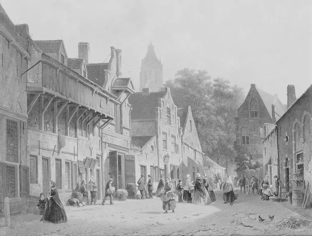 Street in Amersfoort, Holland, by Adrianus Eversen, oil