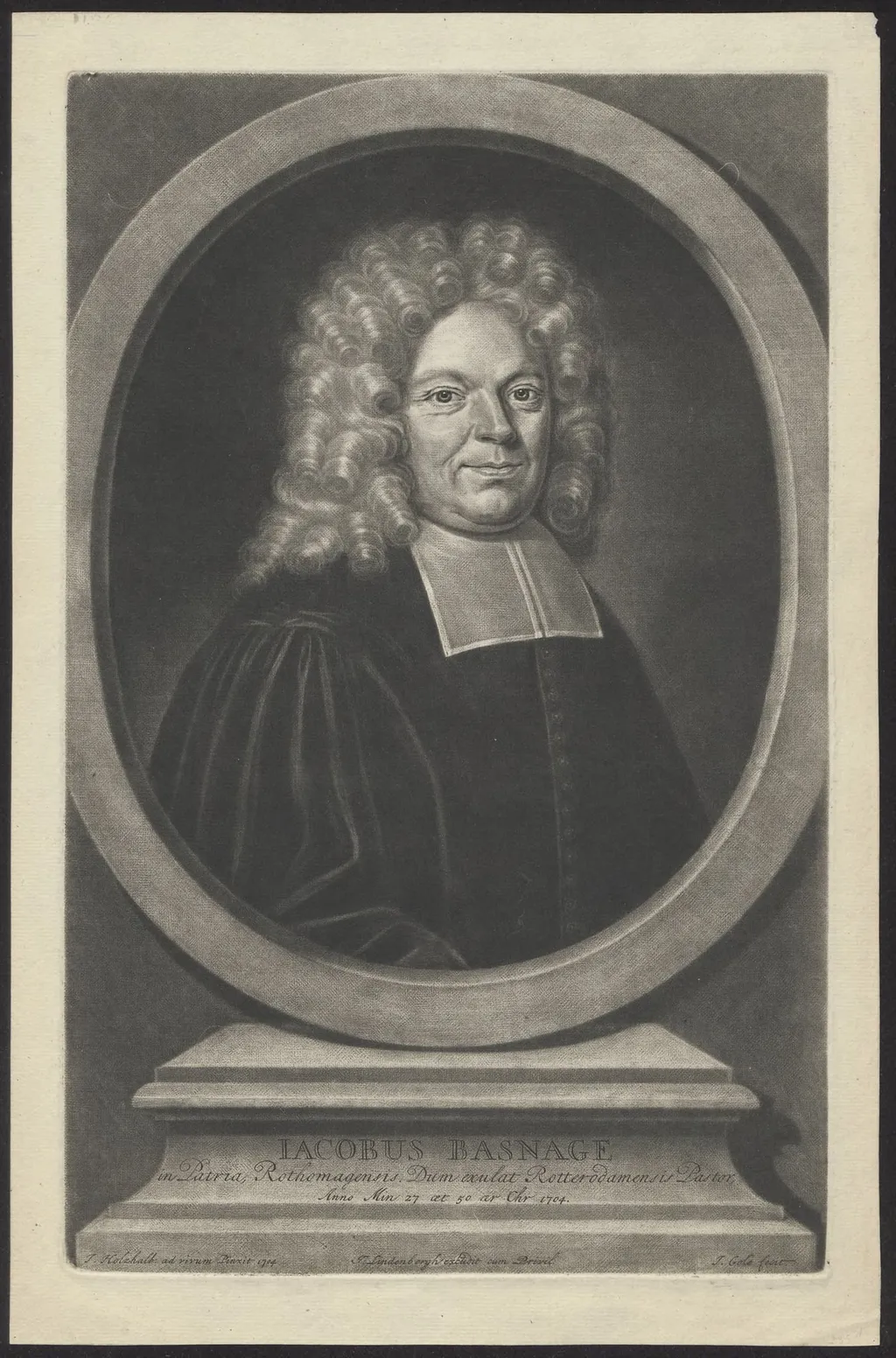 Portrait of Jacobus Basnage, Walloon minister and historian, by Gole Jacob, unspecified, 1650