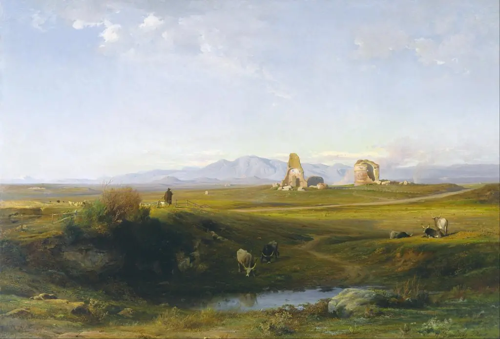 A View of the Roman Countryside, by Jean-Achille Benouville, oil, 1848