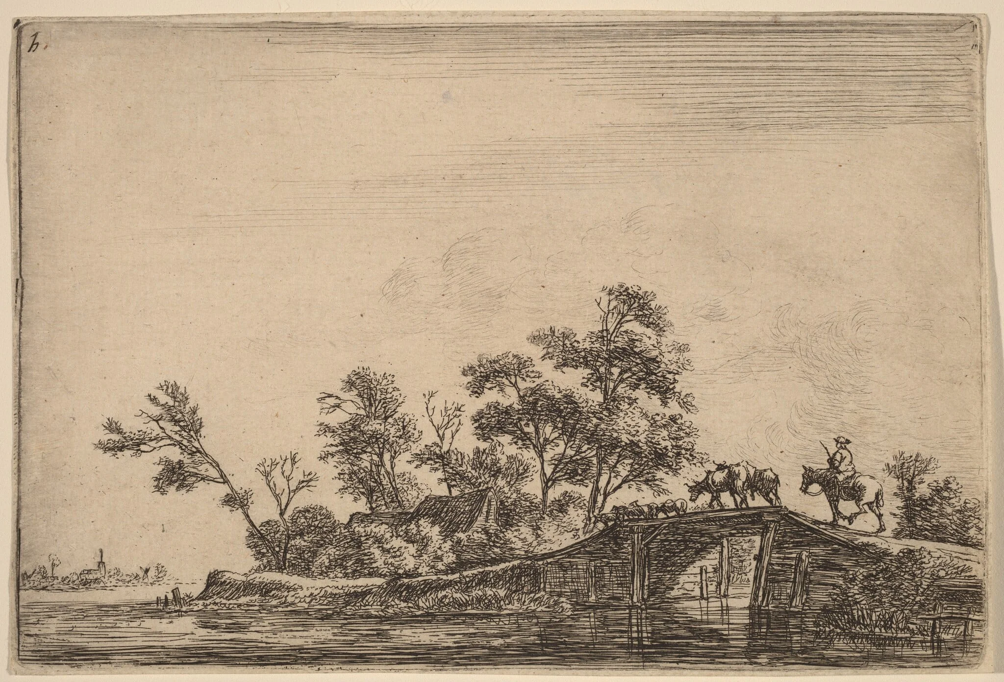 Rider and Flock on a Bridge, detail