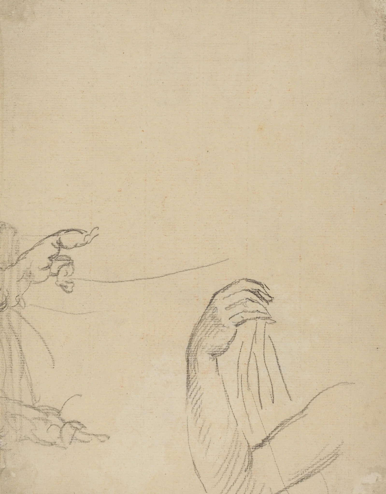 Study of Two Putti and a Draped Arm [verso], detail