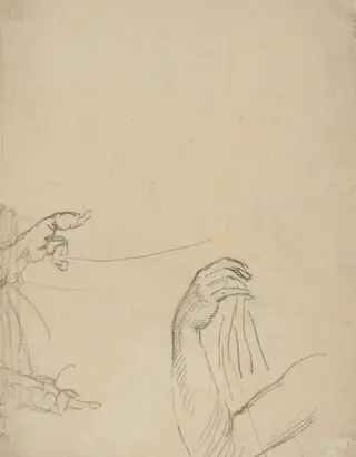 Study of Two Putti and a Draped Arm [verso], by Giovanni Battista Cipriani, chalk, 1756