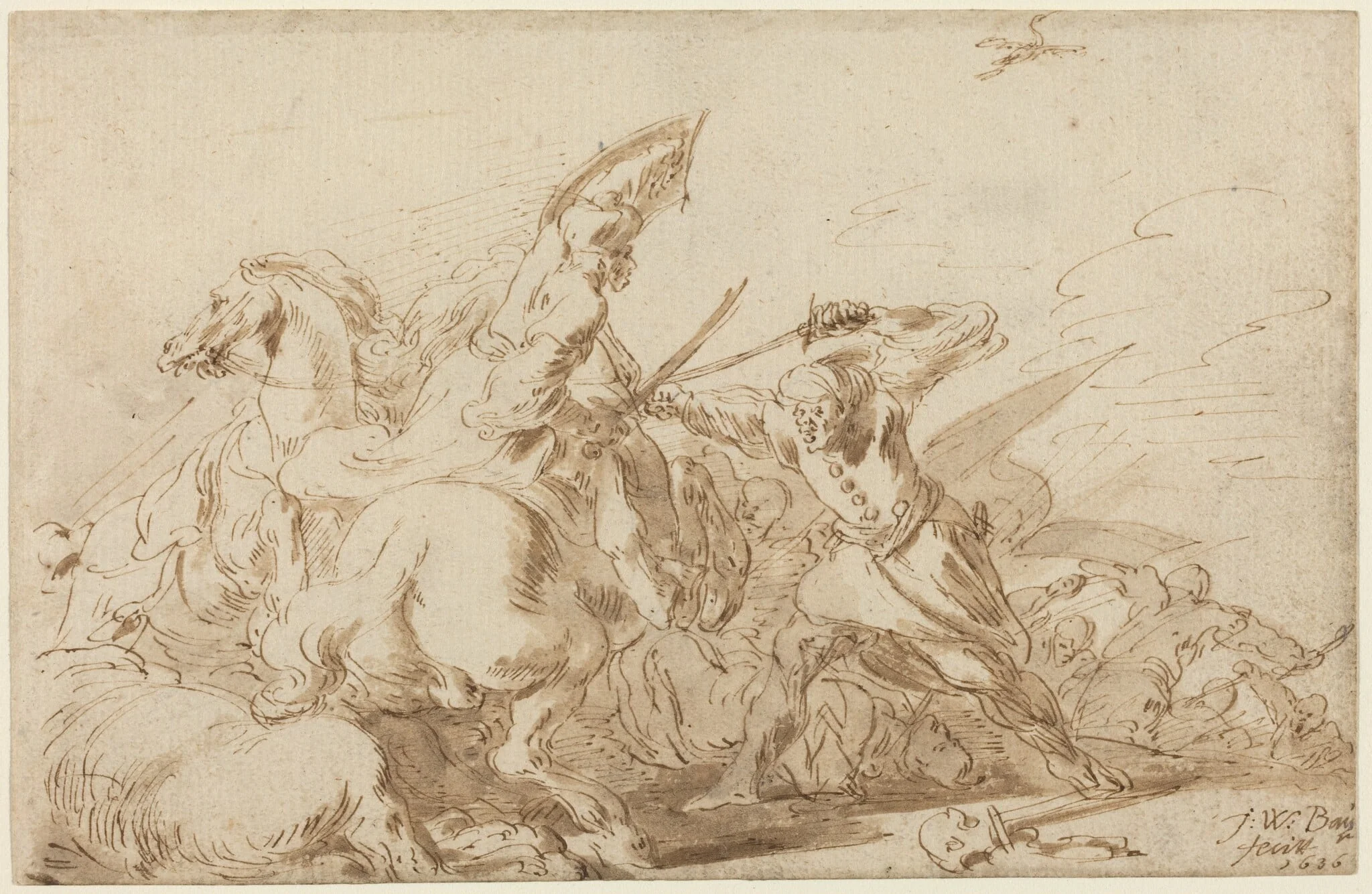 A Battle between Oriental Cavalry and Soldiers, detail