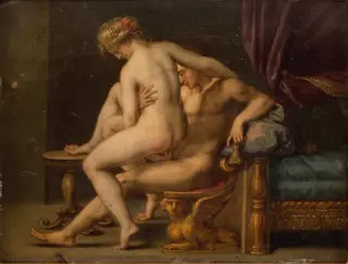 Nuditet med mand og kvinde, by Agostino Carracci, unspecified, 1594