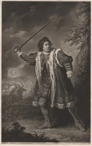 David Garrick in the Role of Richard III, by John Dixon, ink, 1772