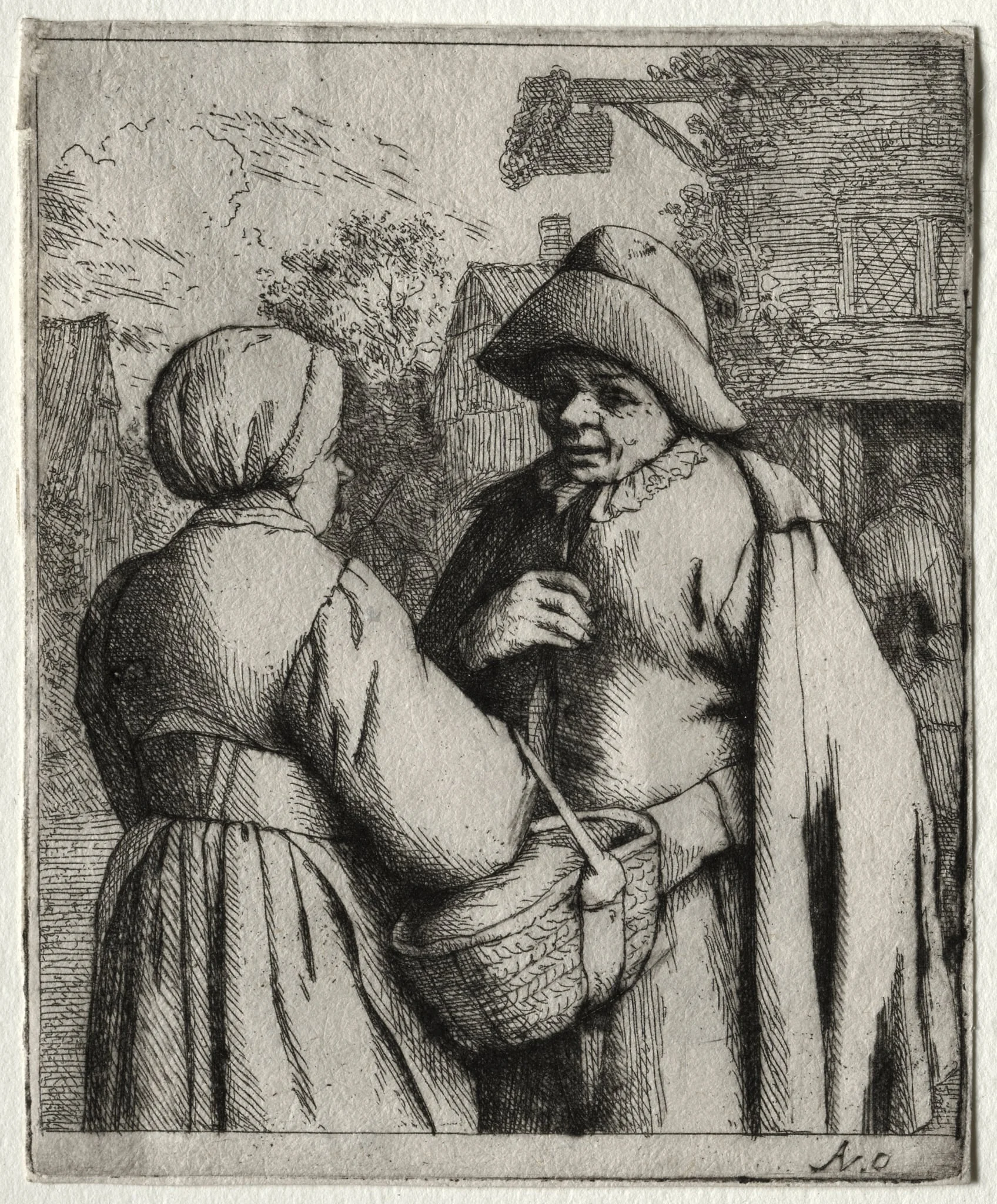 Man and Woman Conversing, detail