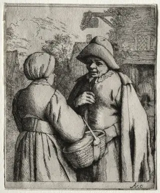 Man and Woman Conversing, by Adriaen van Ostade, 1671