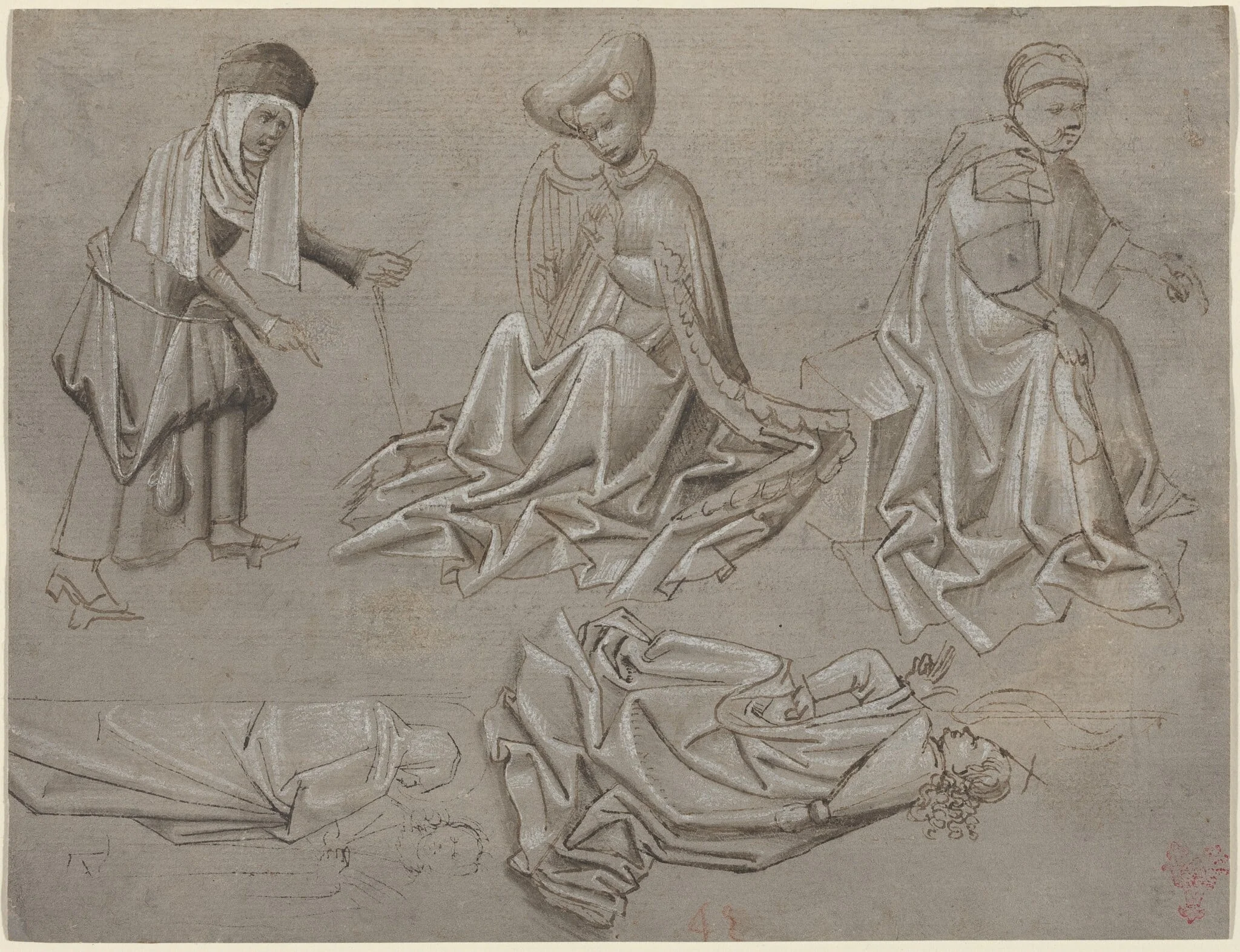 Studies for Six Figures (sheet from a model book) [recto], detail