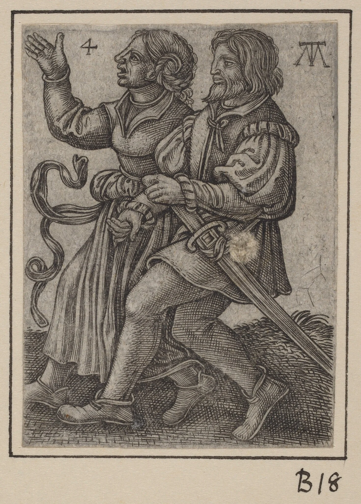 Dancing Couple, Facing Left, detail
