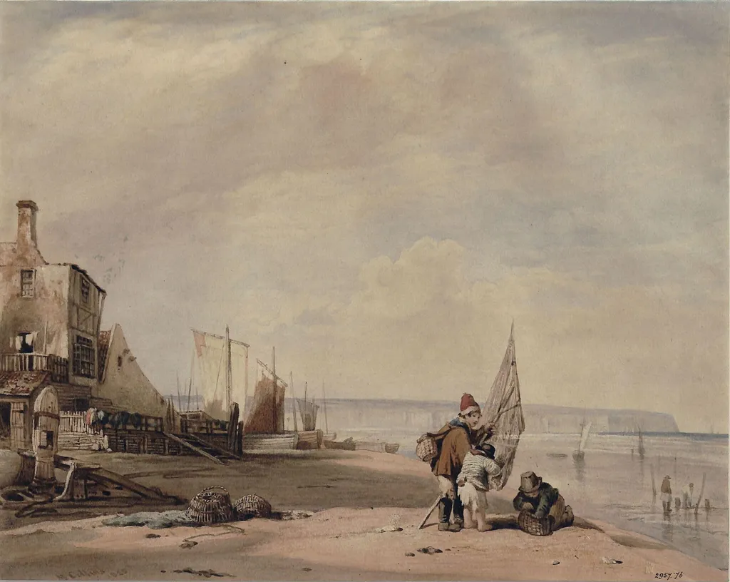 Juvenile Shrimpers, Deal, by William Collins, watercolor, 1825