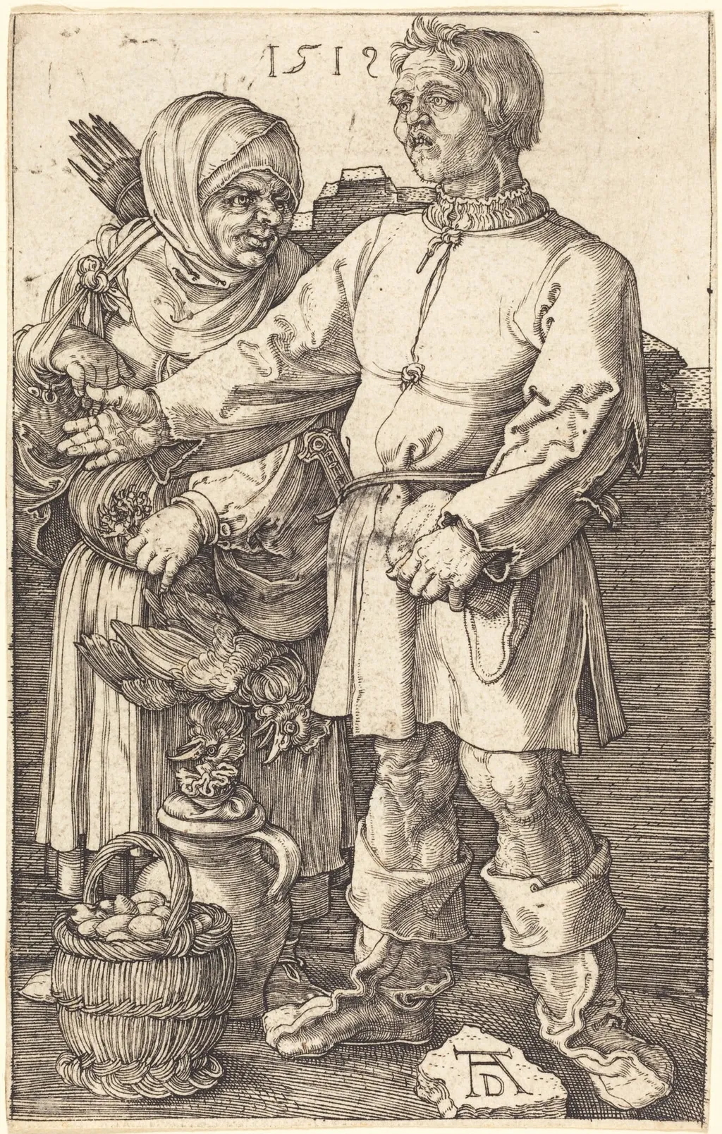 Peasant Couple at Market, by Albrecht Dürer, ink, 1519