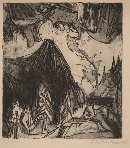 Seehorn, by Ernst Ludwig Kirchner, ink, 1919