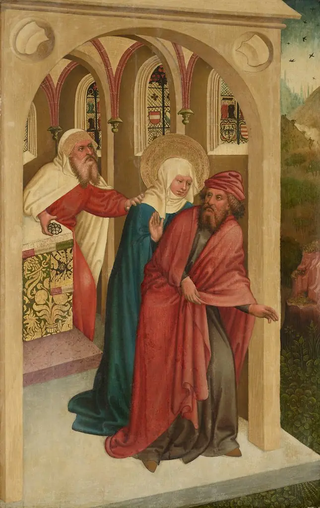 Zurückweisung des Opfers Joachims und Annas, by Meister des Albrechtsaltares zu Klosterneuburg, unspecified, 1437