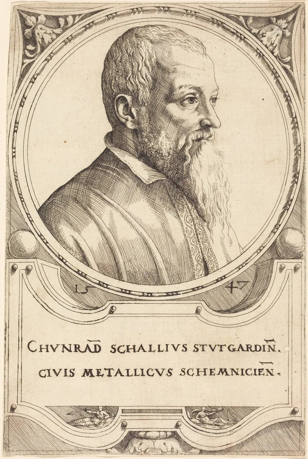 Conrad Schall, by Augustin Hirschvogel, ink, 1547