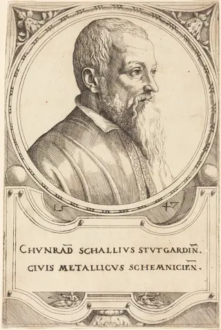 Conrad Schall, by Augustin Hirschvogel, ink, 1547