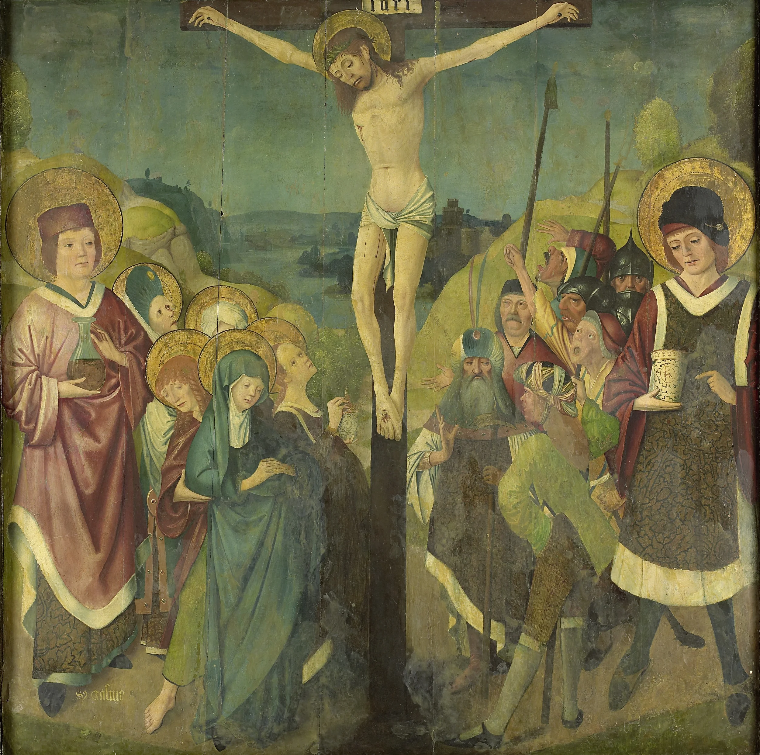 Crucifixion with Saints Cosmas and Damian, detail