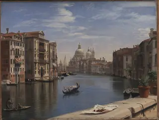 View of the Grand Canal, Venice. In the Background S. Maria della Salute, by P. C. Skovgaard, oil, 1854