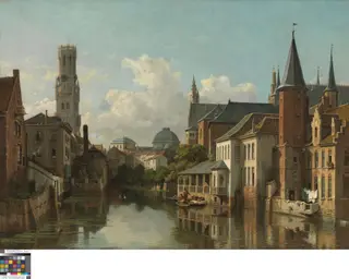 De Rozenhoedkaai in Brugge, by François Bossuet, oil, 1875