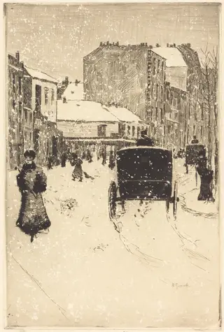 Boulevard Clichy in the Snow (Le boulevard Clichy par un temps de neige), by Norbert Goeneutte, ink, 1876