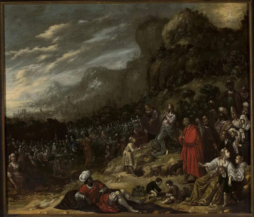 Miracle of the multiplication of bread (John 6:1-13), by Rombout van Troyen, oil, 1640