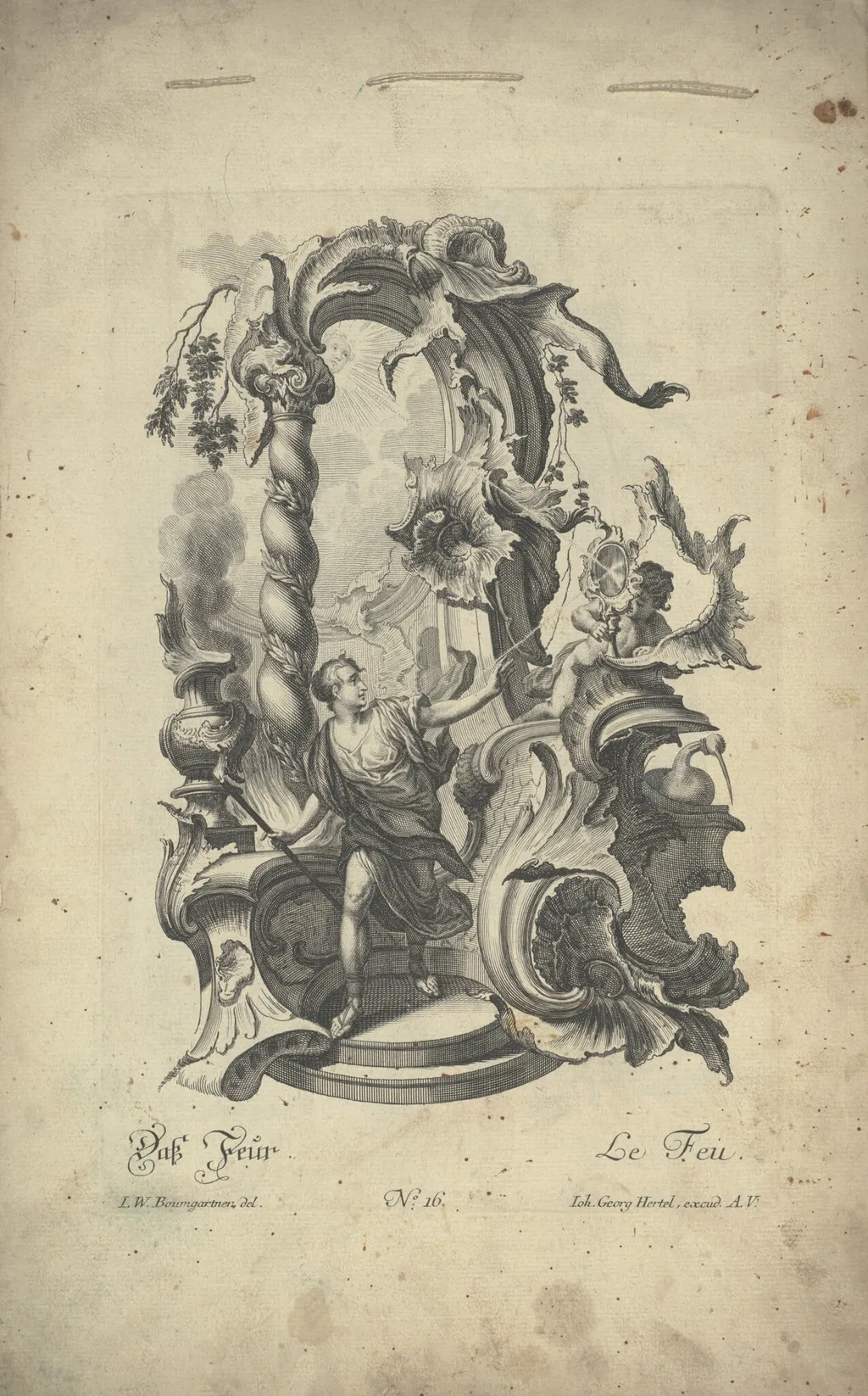 Das Feur, by Johann Wolfgang Baumgartner, ink, 1750