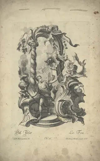 Das Feur, by Johann Wolfgang Baumgartner, ink, 1750
